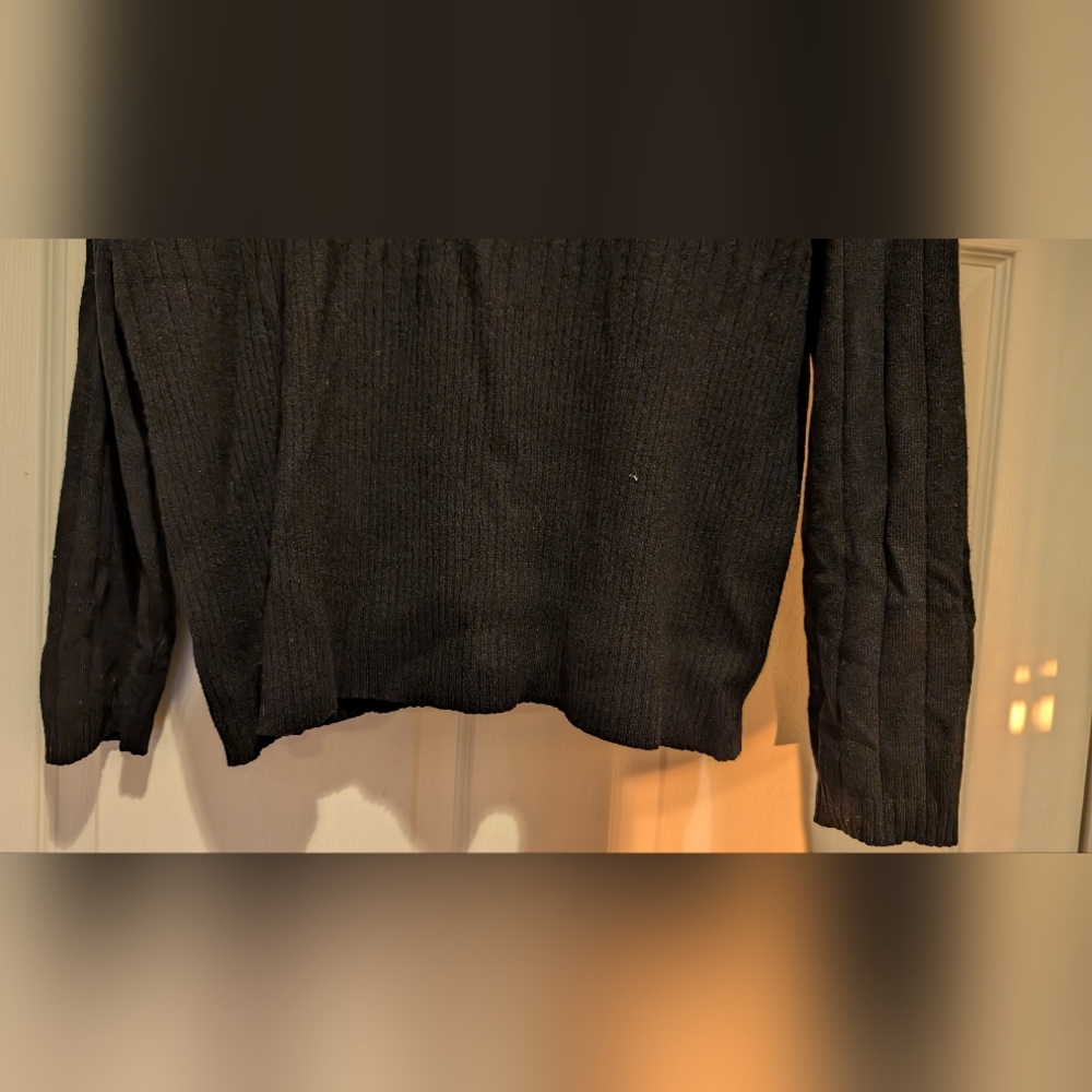 Claiborne Mens Black Long Sleeve Ribbed V-Neck Sweater Rayon Nylon Blend Size XL - Picture 13 of 14